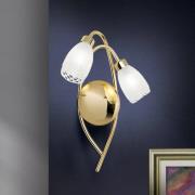 Vegglampe CARLA, messingfarget Høyde 35 cm Metall/glass 2 lyskilder.