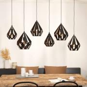 Hengelampe Carlton 1, 6 lyskilder, svart/kobber