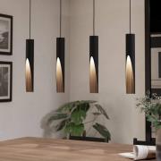 LED-hengelampe Barbotto i svart/eik, 4 lyskilder