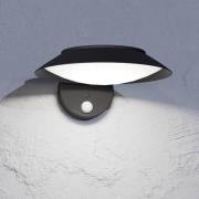 LED-vegglampe Cerrisi, bredde 10,5 cm, svart, sensor