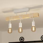 Townshend taklampe, lengde 55 cm, hvit/eik, 3 lyskilder.