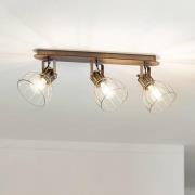 Taklampe Sambatello, 3 lyskilder, brun/sølv