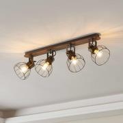 Taklampe Sambatello, 4 lyskilder, brun/sølv