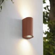 Lindby utendørs vegglampe Aluvo, rust, 16 cm, IP65, riflet