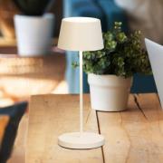 LED-batteridrevet bordlampe Asena Pro sandbeige, 30 cm metall IP54