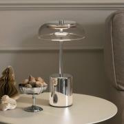 Nuura LED-batteridrevet bordlampe Blossi, høyde 26 cm, krom/klar