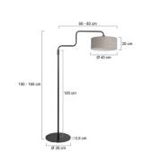 Gulvlampe Bloeba, svart/leirefarget, høyde 165 cm, chintz