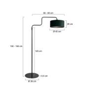Gulvlampe Bloeba, svart/grønn, høyde 165 cm, velour