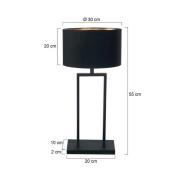 Bordlampe Stang, svart/svart-gull, høyde 55 cm, chintz