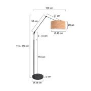 Gulvlampe Prestige Chic svart/brun, høyde 250 cm, kork