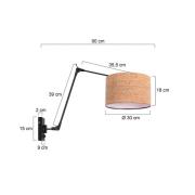 Vegglampe Prestige Chic svart/brun, utstrekning 90 cm, kork