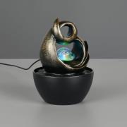 LED-bordlampe Luma, brun, høyde 19 cm, kunstharpiks, RGB USB