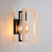 Vegglampe Bano, tre/svart, høyde 25 cm, metall, E27