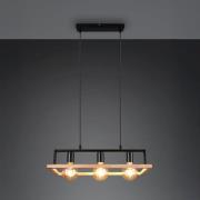 Hengelampe Bano, tre/svart, lengde 58 cm, metall, 3 lyskilder.