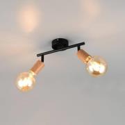 Taklampe Lamego, svart, lengde 35 cm, 2 lyskilder, metall