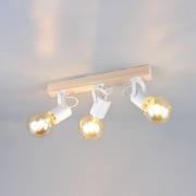 Taklampe Lynar, hvit, tre, metall, lengde 42 cm, 3 lyskilder.