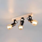 Taklampe Lynar, svart, tre, metall, lengde 42 cm, 3 lyskilder.