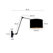 Vegglampe Prestige Chic svart/svart-gull Utstikk 90 cm