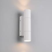 Utendørs vegglampe Yamuna, matt hvit, høyde 23 cm, metall, IP65