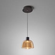 Bover LED-hengelampe Drep S/01, ravfarget, glass, 2700 K