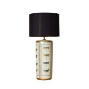 Bordlampe Lucca, svart, høyde 67 cm, linnetekstil, keramikk