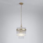 Hengelampe Lara, Ø 26 cm, gullfarget/klar, glass/metall