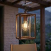 Lucande utendørs pendellampe Ferda, brun, IP44, glass, E27