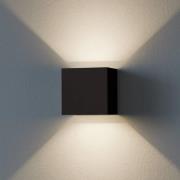 Utendørs LED-vegglampe Calpino 3, svart, bredde 10 cm, 2 lyskilder.