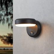 Utendørs LED-vegglampe Fornaci, svart, bredde 16 cm, sensor