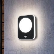 Utendørs LED-vegglampe Madriz, svart, bredde 23 cm, sensor