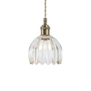 Hengelampe Gota, gammel messing/klar, glass, Ø 13 cm, støpsel