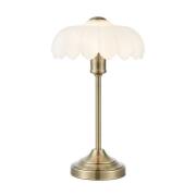 Bordlampe Kurage, gammel messing/hvit, glass, høyde 43 cm, E27