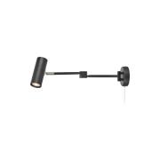 LED-vegglampe Arlo, svart, stikkontakt, lengde 55 cm, dimbar.