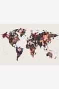 MalerifabrikkenPoster Worldmap flowersBeigePostereFra Homeroom