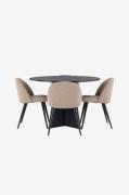 Venture HomeSpisegruppe Bootcut med 4 stk spisestoler VelvetSvartSpise...