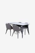 Venture HomeSpisegruppe Jimmy med 4 spisestoler Velvet StitchesHvitSpi...