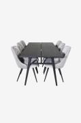 Venture HomeSpisegruppe Sleek med 6 stk spisestoler Velvet DeluxeSvart...