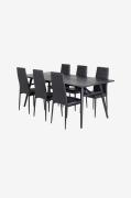 Venture HomeSpisegruppe Sleek med 6 stk spisestoler SlimSvartSpisegrup...