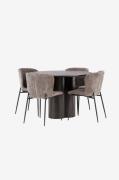 Venture HomeSpisegruppe Olivia med 4 stk spisestoler ModestoBrunSpiseg...