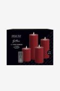 DeluxeHomeartLED Giftbox Pillar Candle 4 stk + fjernkontrollRødLysFra ...