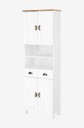Loft24Oppbevaringsskap Toscana Høy 4 dører i tre 1 skuffHvitSkapFra Ho...