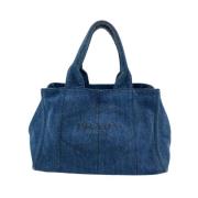 Pre-owned Blått lerret Prada Canapa Tote