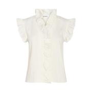 Hvit Co`Couture Sueda Cc Frill Top Bluse