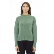 Grønn Ull Mock Neck Sweater