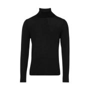 Sort Roll Neck Polo Genser