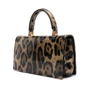 Leopard-print Crossbody Veske, Brun