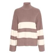 Stripete Pullover - Whisper White/Sandy Grey