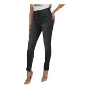 Sort Slim-fit Jeans med Nydelige Detaljer