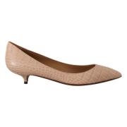 Beige Nude Skinn Kitten Heels Pumps