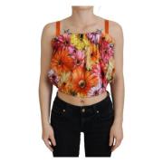 Bluse Kortet Blomstret Bomull Tank Top